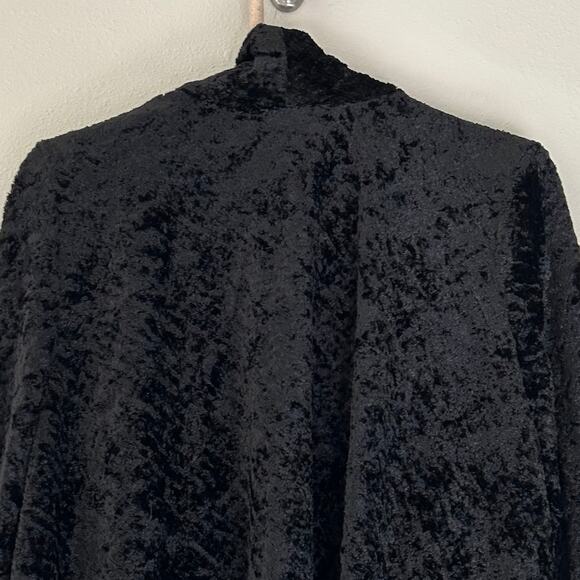 Connected crushed velvet look open cardigan jacket cuffed sleeve gothic Emo S - Picture 9 of 11